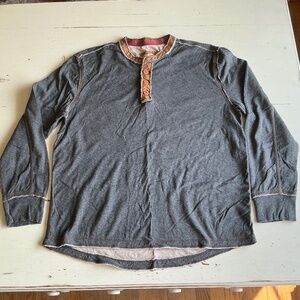 Carbon 2 Cobalt Two Layer Distressed Long Sleeve Thermal Henley Shirt Large